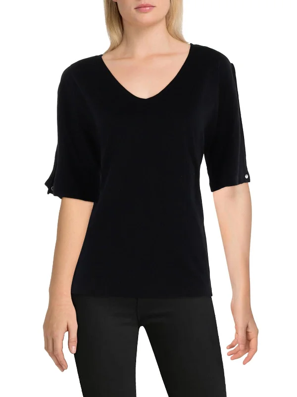 Womens Cotton V-Neck Pullover Top