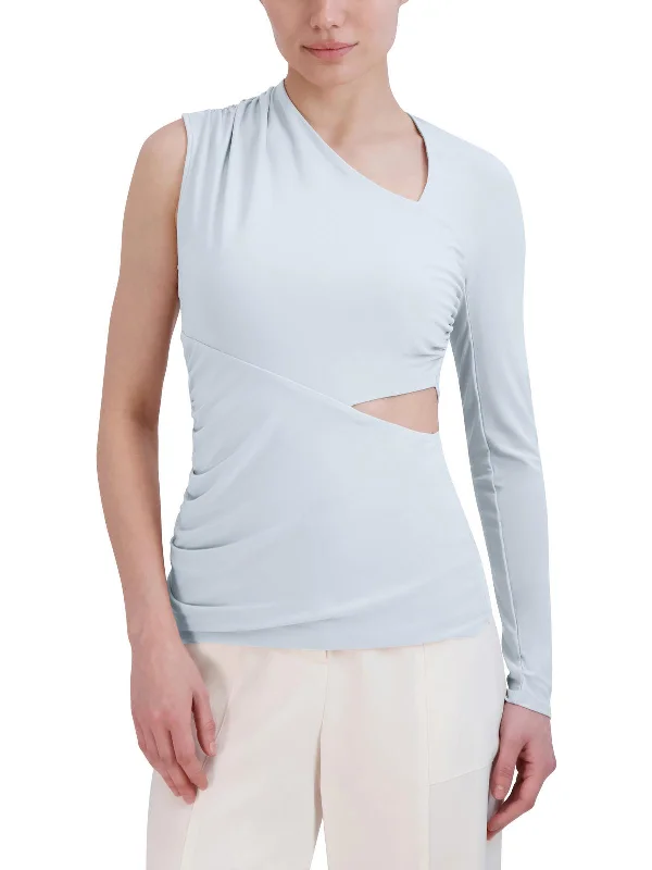 Womens Cutout Ruched Pullover Top