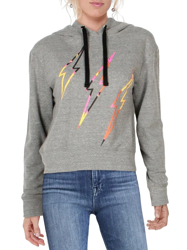 Womens Ribbed Trim Long Sleeves Hoodie Hoodie with Sequins Glamorous Eye-catching