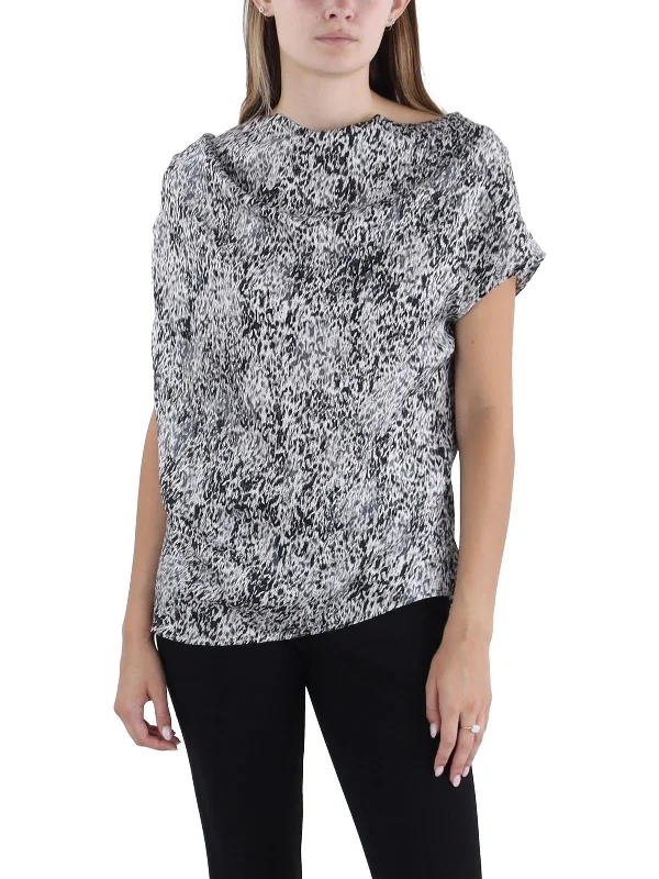 Womens Silk Scoop Neck Pullover Top