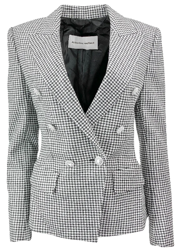 Alexandre Vauthier Houndstooth Blazer in Black/White/Silver