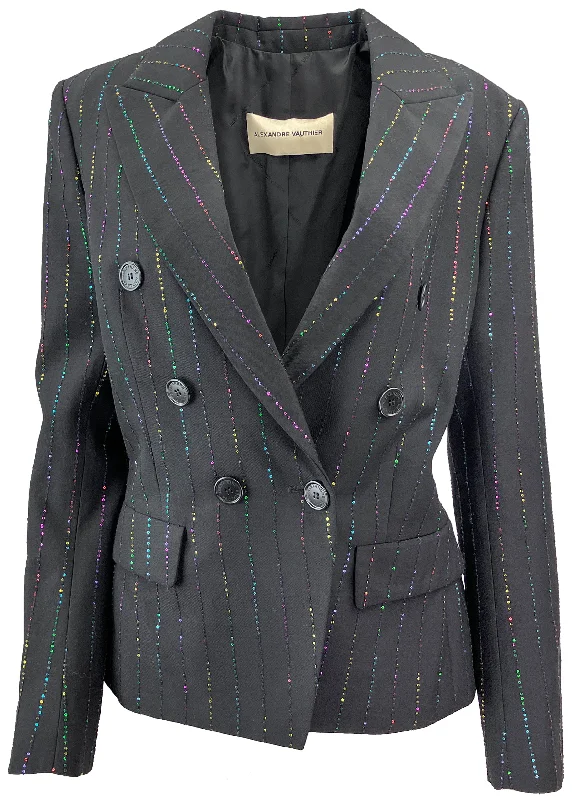 Alexandre Vauthier Pinstripe Blazer in Black/Multi