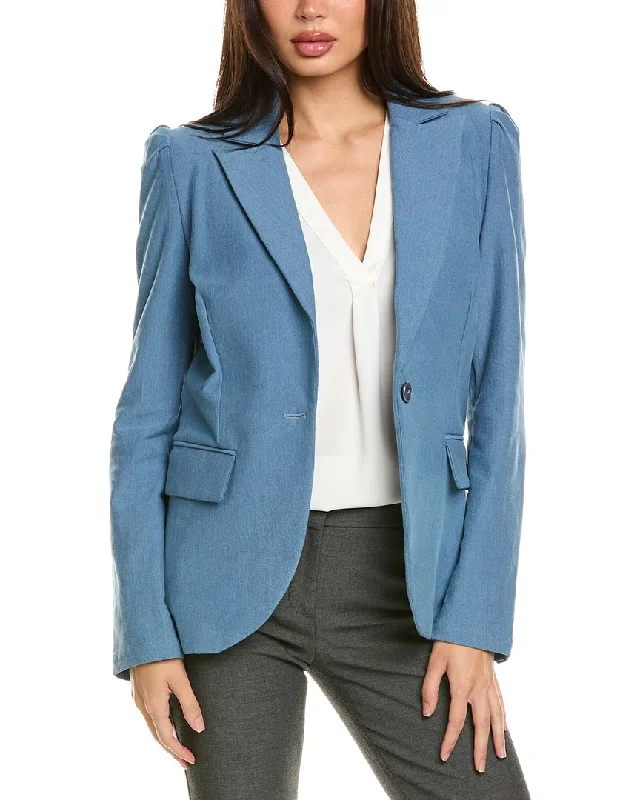 Badgley Mischka Denim Puff Sleeve Blazer