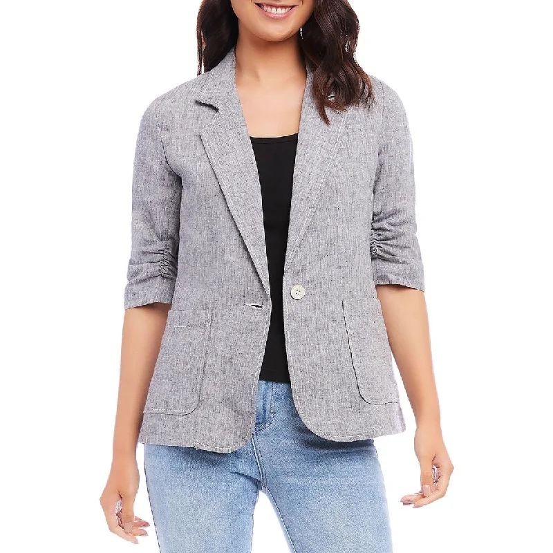 Womens Linen Suit Separate One-Button Blazer