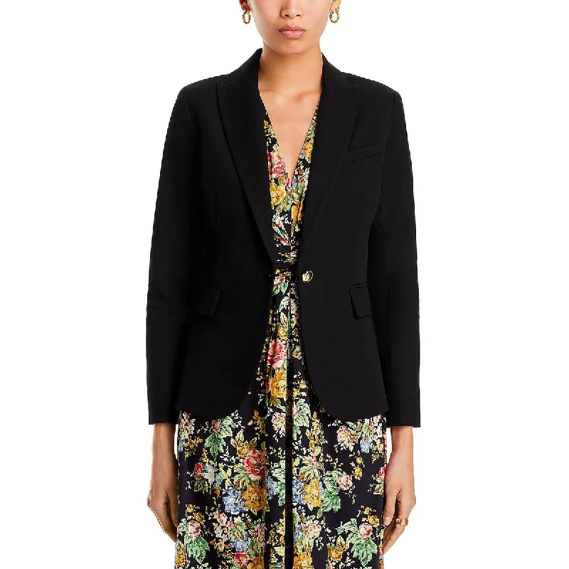 Allie Womens Woven Long Sleeves One-Button Blazer