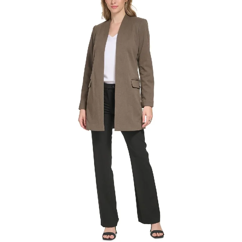 Womens Collarless Suit Separate Open-Front Blazer