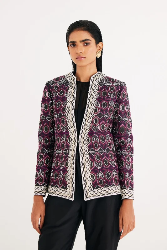 Black and Pink Mughal Jaal Jacket Denim Jacket Leather Jacket Suede Jacket