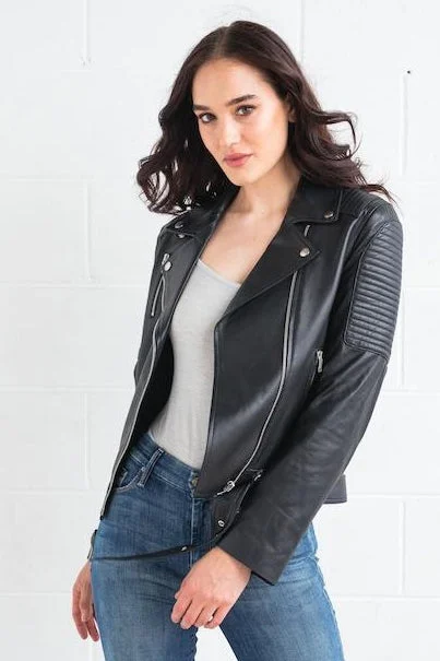 Dea The Label WOMENS REVENGE LEATHER BIKER JACKET Elasticated Jacket Padded Jacket Insulated Jacket Dea The Label WOMENS REVENGE LEATHER BIKER JACKET Elasticated Jacket Padded Jacket Insulated Jacket