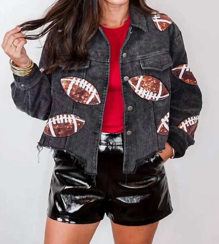 Football Sequin Jacket In Black Cardigan Sweater Pullover