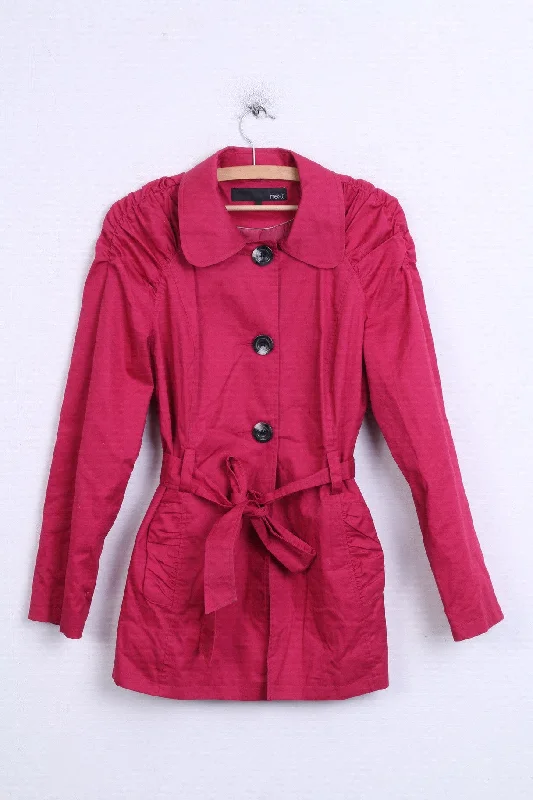 Next Womens 14 M Coat Amaranth Single Breasted Cotton Belted Top