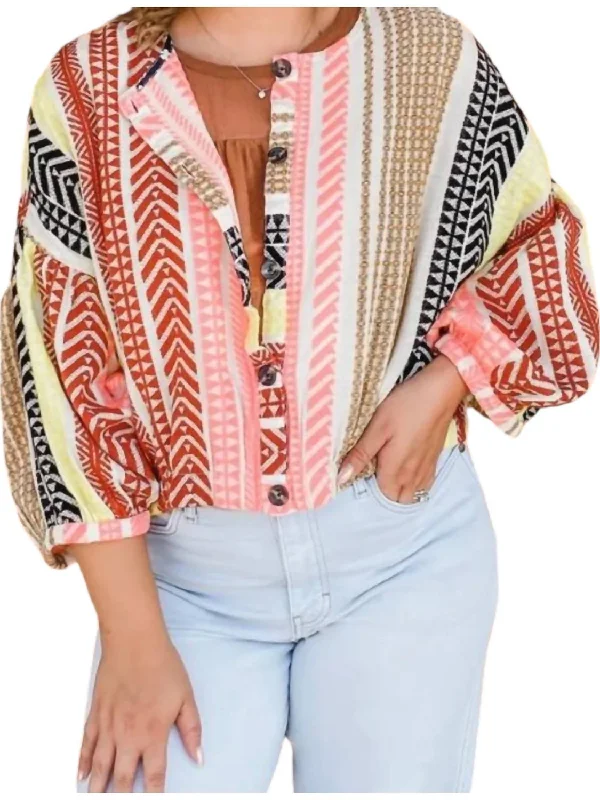 Patterned Shirt Jacket In Multi-Colored Zippered Jacket Buttoned Jacket Snapped Jacket Patterned Shirt Jacket In Multi-Colored Zippered Jacket Buttoned Jacket Snapped Jacket