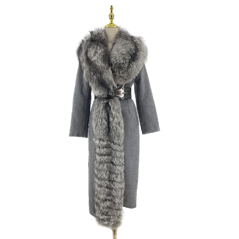 QIUCHEN QC21149 Fashion Winter Women Elegant Sexy Belt Luxury Woolen Jacket Cashmere Coat With Fox Fur Herringbone Jacket Houndstooth Jacket Plaid Jacket QIUCHEN QC21149 Fashion Winter Women Elegant Sexy Belt Luxury Woolen Jacket Cashmere Coat With Fox Fur Herringbone Jacket Houndstooth Jacket Plaid Jacket