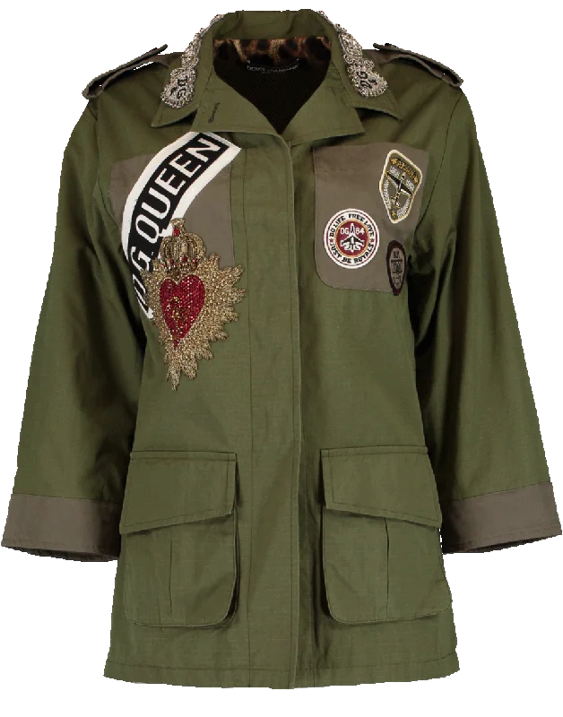 Queen Army Street Jacket Front Pockets Side Pockets Patch Pockets