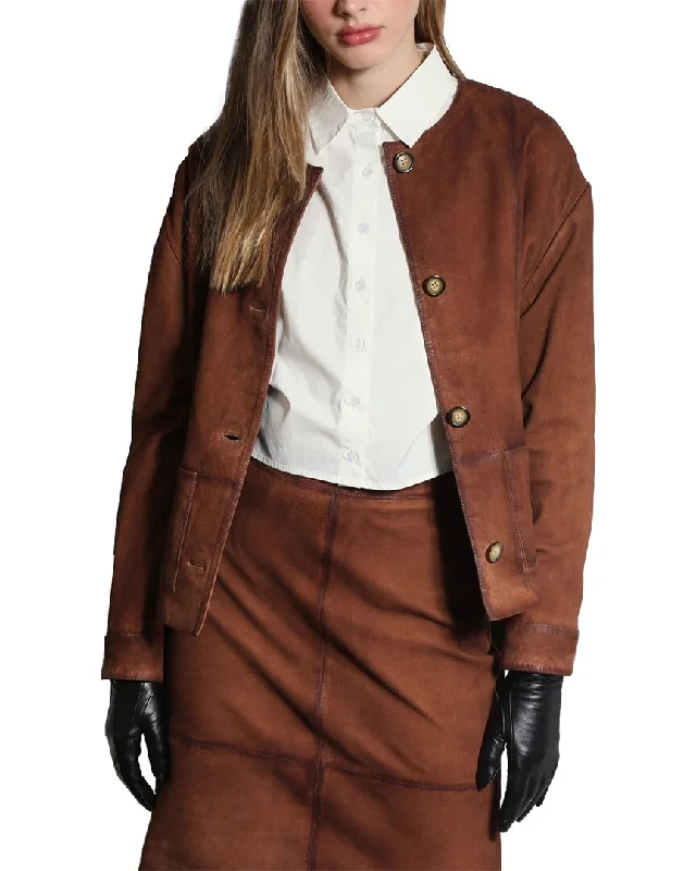 Walter Baker Palmer Relaxed Fit Suede Jacket Welt Pockets Slit Pockets Flap Pockets
