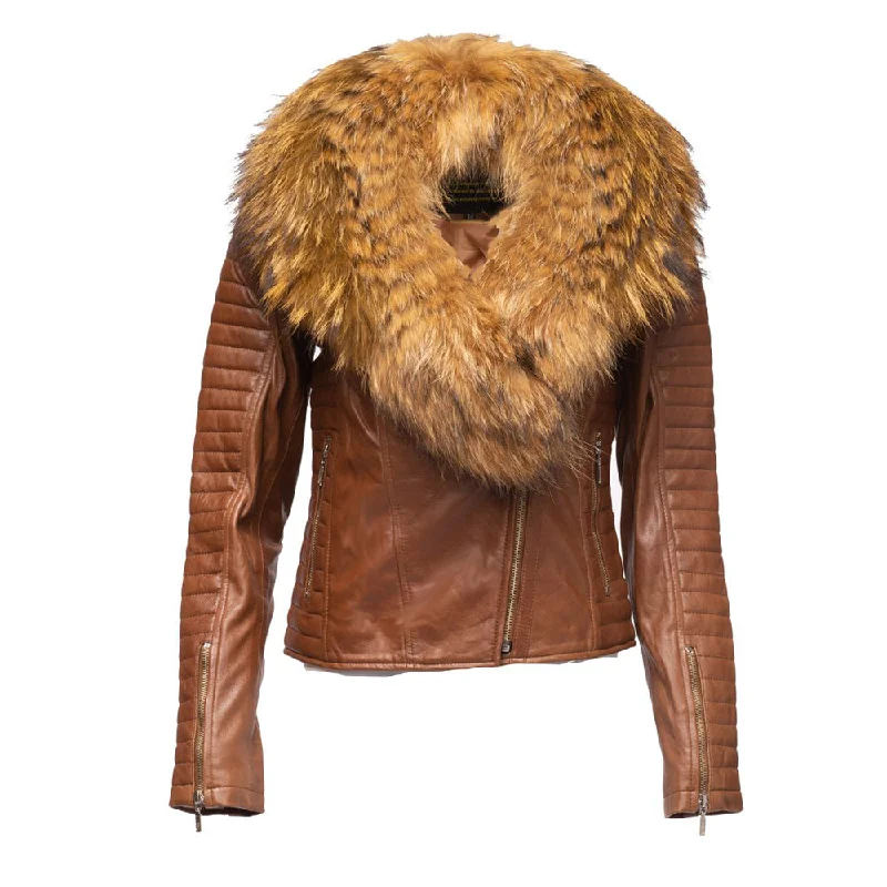 Women's Large Fur Shawl leather jacket with ribbed sleeve detailing Knit Fabric Woven Fabric Fleece Fabric Women's Large Fur Shawl leather jacket with ribbed sleeve detailing Knit Fabric Woven Fabric Fleece Fabric