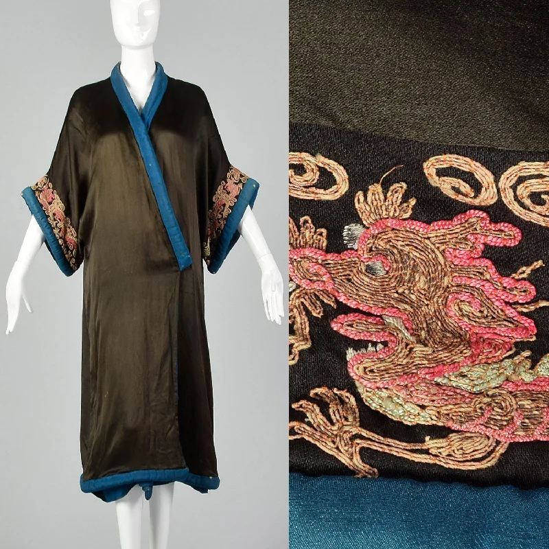 1920s Opera Coat with Embroidered Dragon Sleeves Waterproof Rain Jacket