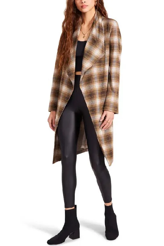 BB Dakota Checks Out Open Front Coat Streetwear Bomber Jacket