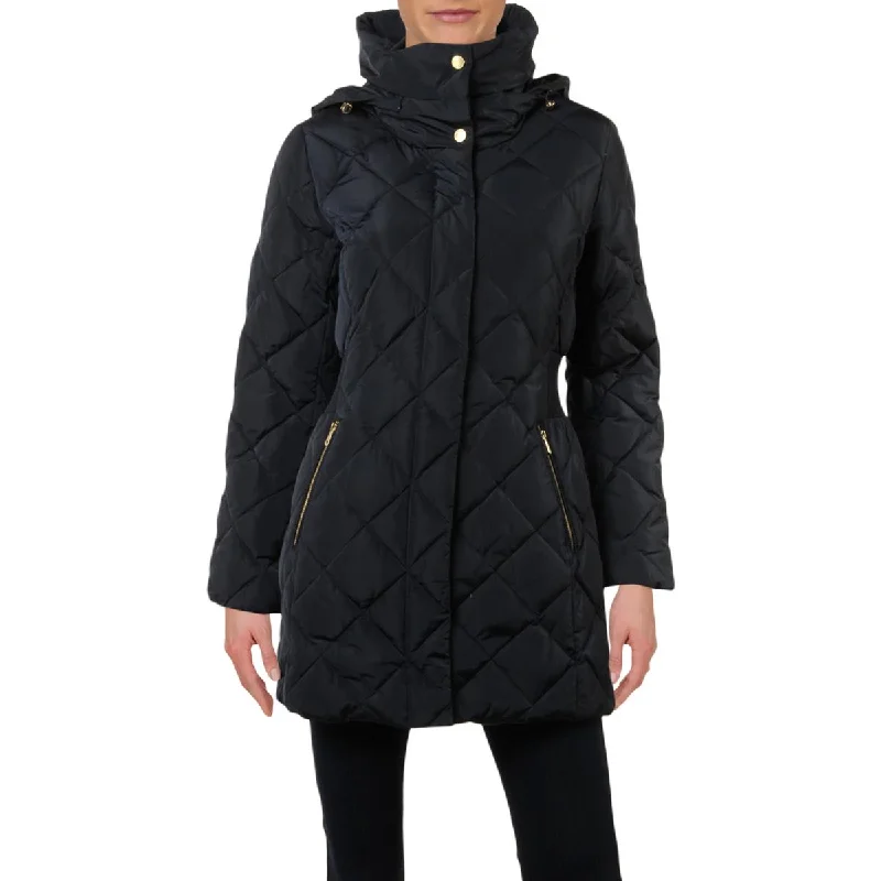 Cole Haan Womens Down Winter Puffer Coat Lightweight Windbreaker