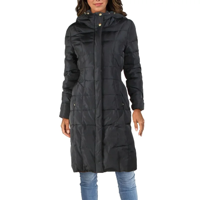 Cole Haan Womens Winter Down Puffer Coat Warm Hooded Poncho