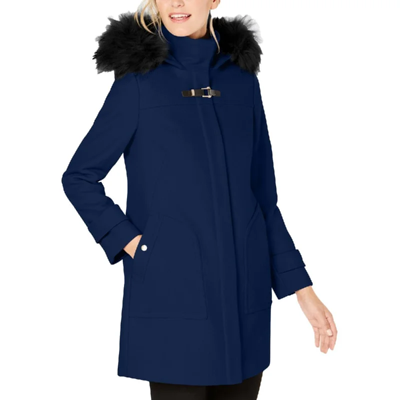 Cole Haan Womens Winter Wool Duffle Coat Quilted Puffer Jacket