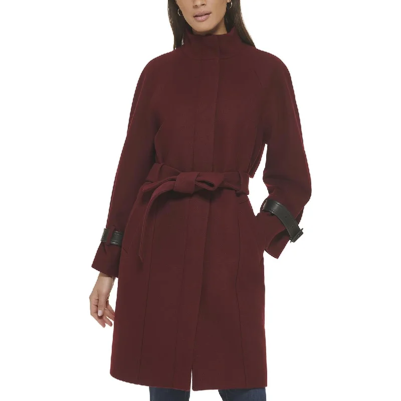 Cole Haan Womens Wool Blend Belted Wool Coat Warm Down Parka