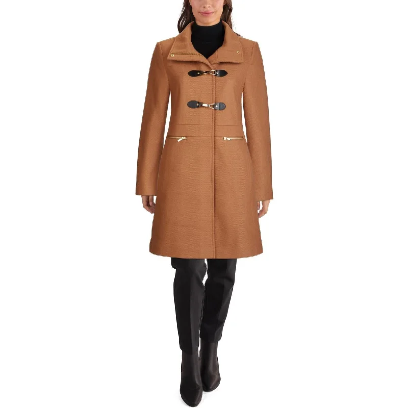 Cole Haan Womens Wool Blend Buckle Wool Coat Stylish Bomber Jacket