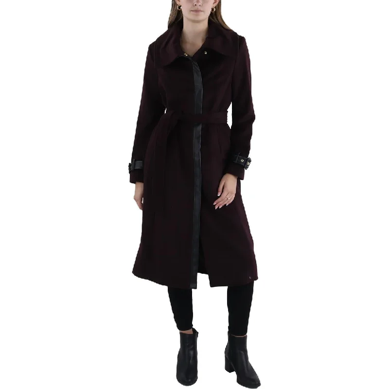 Cole Haan Womens Wool Blend Mixed Media Wool Coat Elegant Wool Jacket