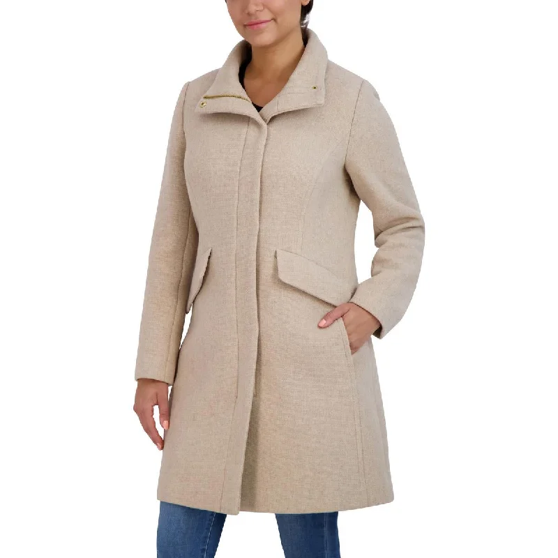 Cole Haan Womens Wool Blend Woven Wool Coat Casual Denim Jacket