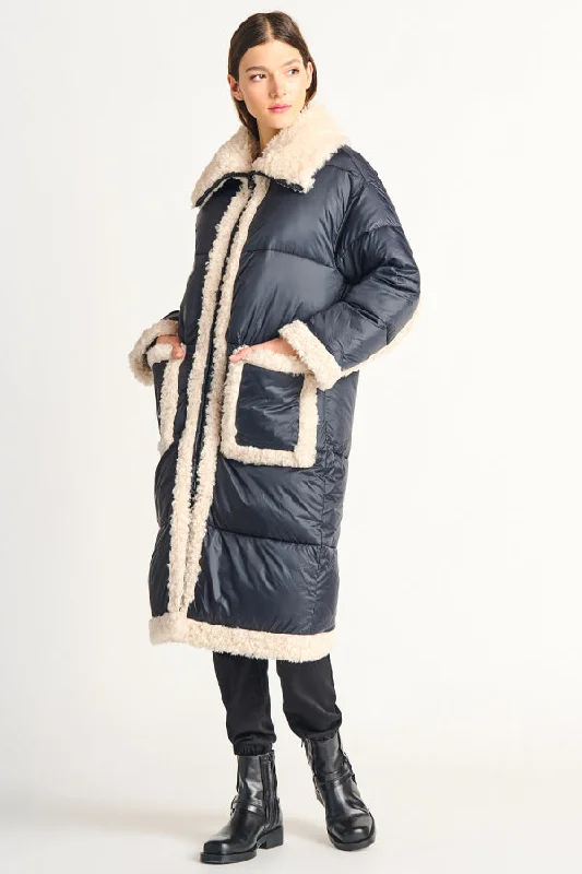 Dex Sherpa Puffer Coat Adjustable Waist Parka
