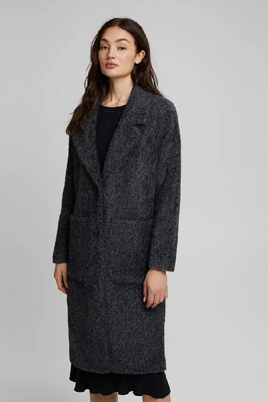 Esprit Melange Faux Fur Coat Thick Layered Jacket