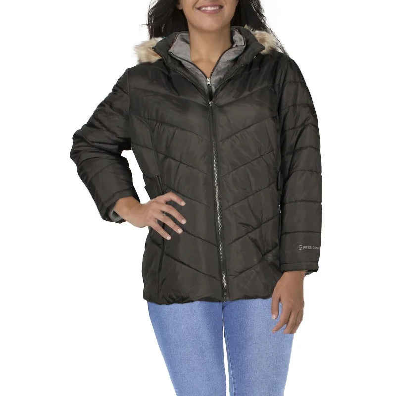 Free Country Womens Plus Lightweight Polyester Parka Coat Quilted Puffer Jacket