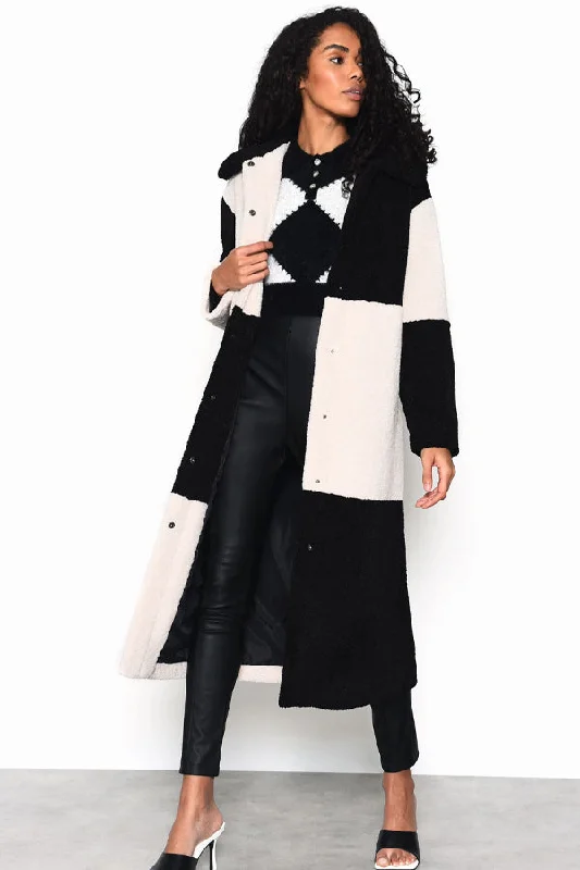 Glamorous Black Cream Patchwork Coat Double-Layered Poncho