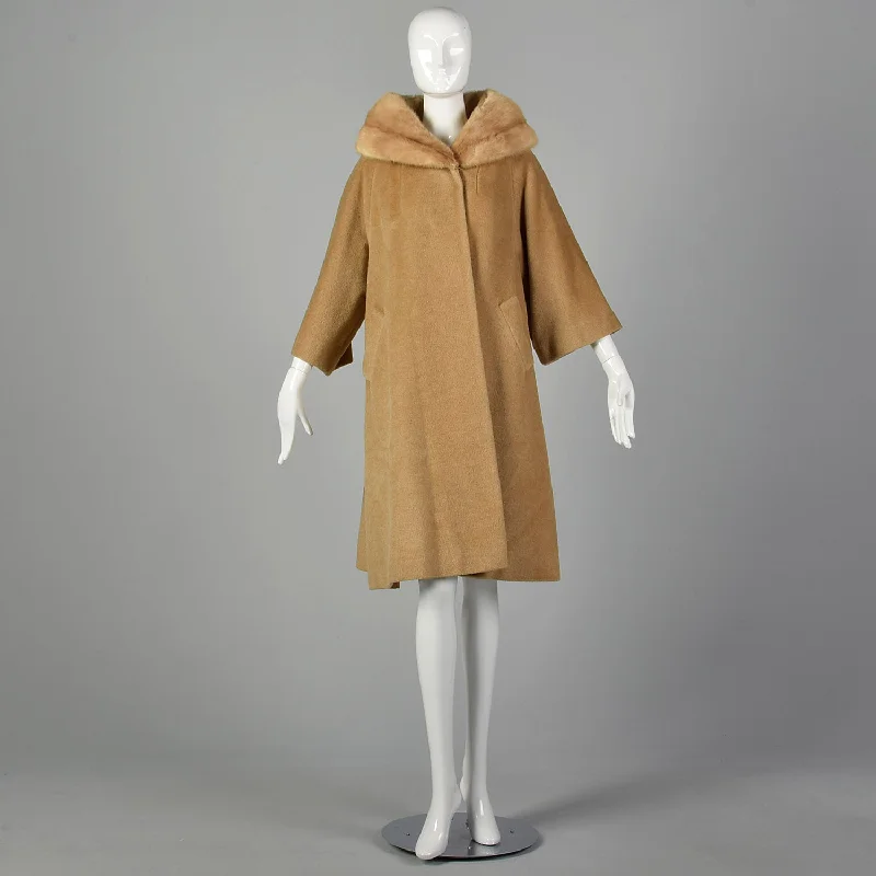 Lilli Ann 1960s Wool Coat with Mink Collar Luxe Faux Fur Coat