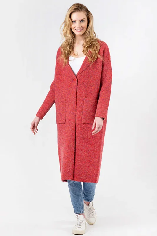 Lyla & Luxe Jimmi Red Marble Coat Relaxed Fit Blazer