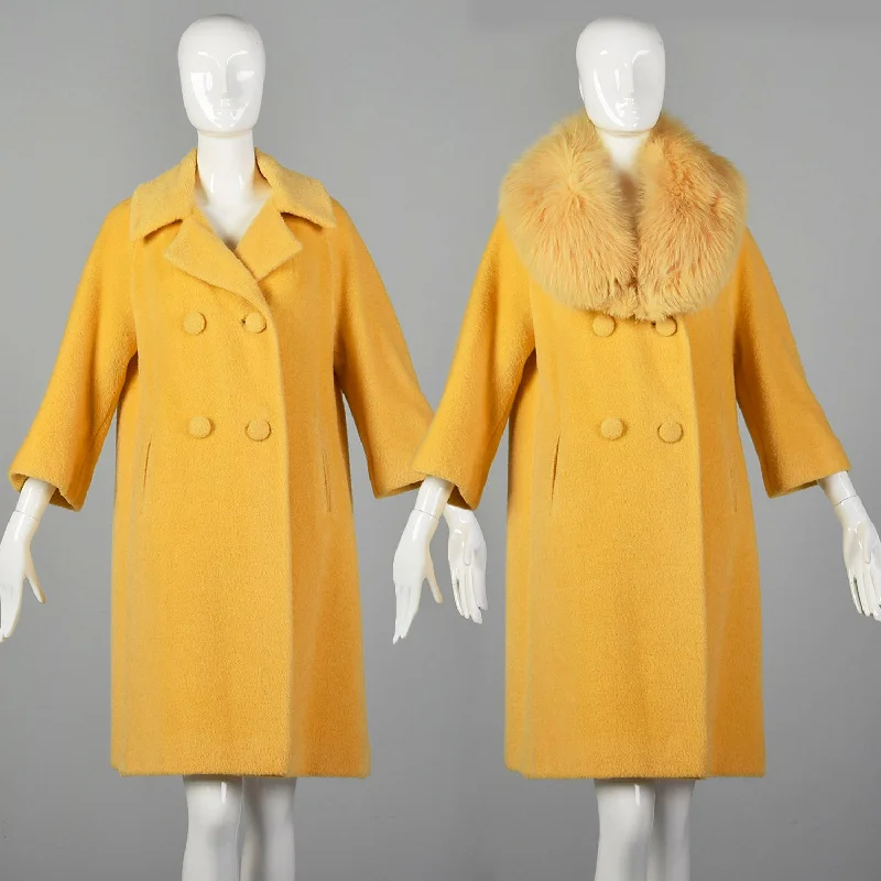 Medium 1950s Lilli Ann Yellow Winter Coat Stretch Fit Moto Jacket