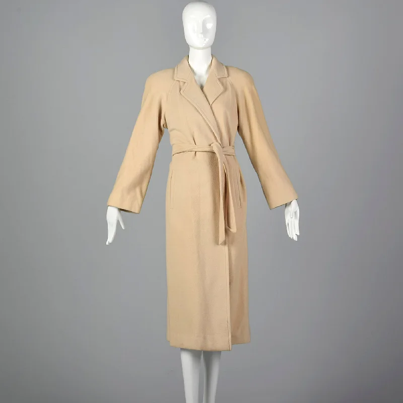 Medium I. Magnin 1980s Cream Cashmere Wrap Coat Elegant Cape Blazer