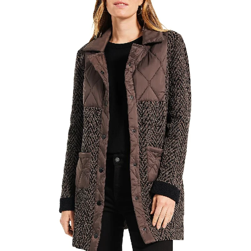 Nic + Zoe Womens Qulted Warm Quilted Coat Embroidered Kimono Coat