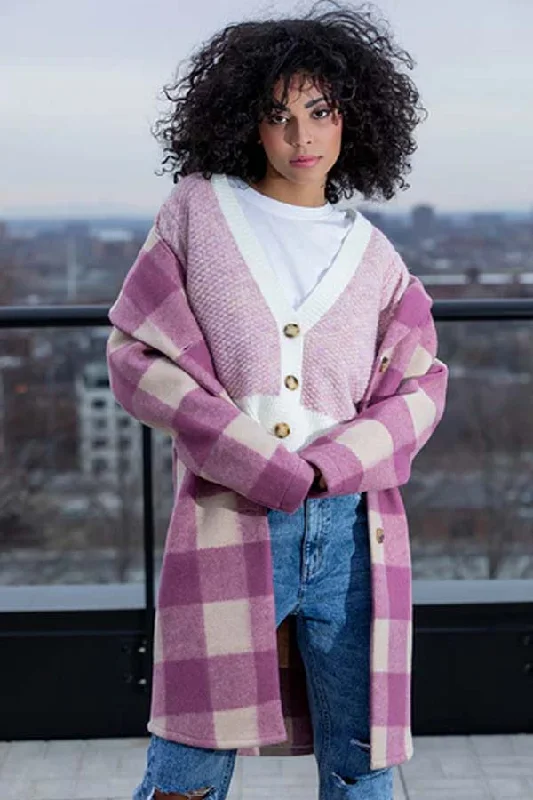 RD Style Lucy Long Plaid Coat Belted Wool Overcoat