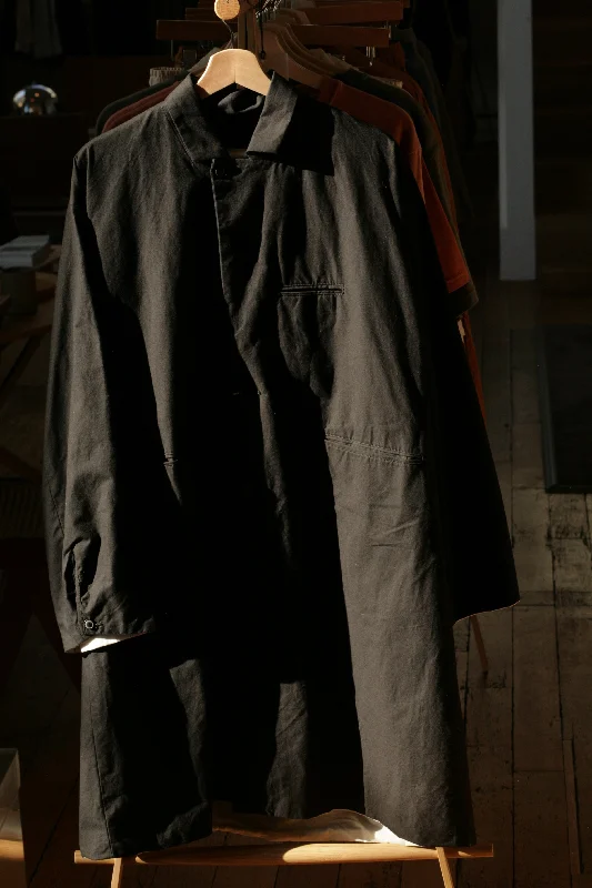 "Sakura Chester Coat" in Charcoal Black Relaxed Utility Shacket