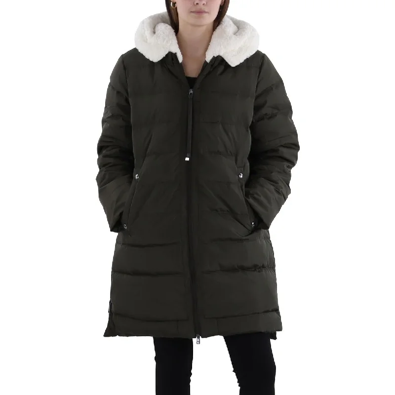 Sam Edelman Womens Down Quilted Parka Coat Pastel Wool Peacoat