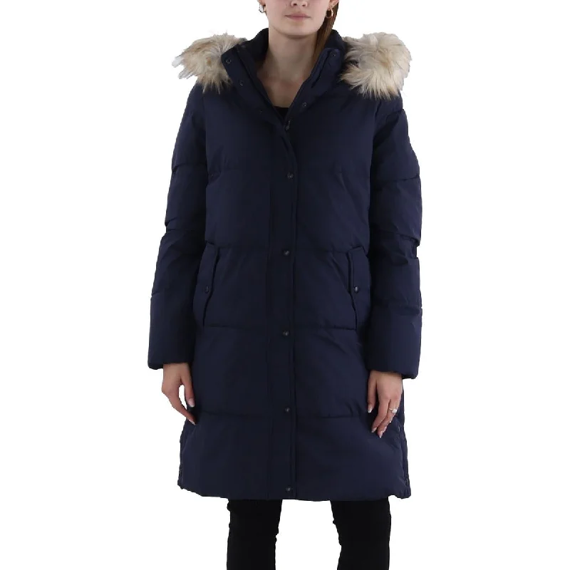 Sam Edelman Womens Quilted Hooded Parka Coat Classic Trench Coat
