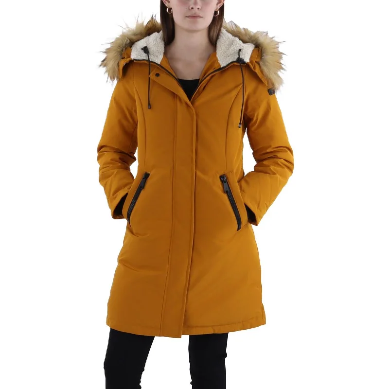 Sam Edelman Womens Quilted Hooded Parka Coat Padded Ski Jacket