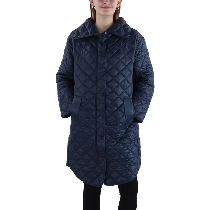 Sam Edelman Womens Quilted Long Quilted Coat Relaxed Utility Shacket