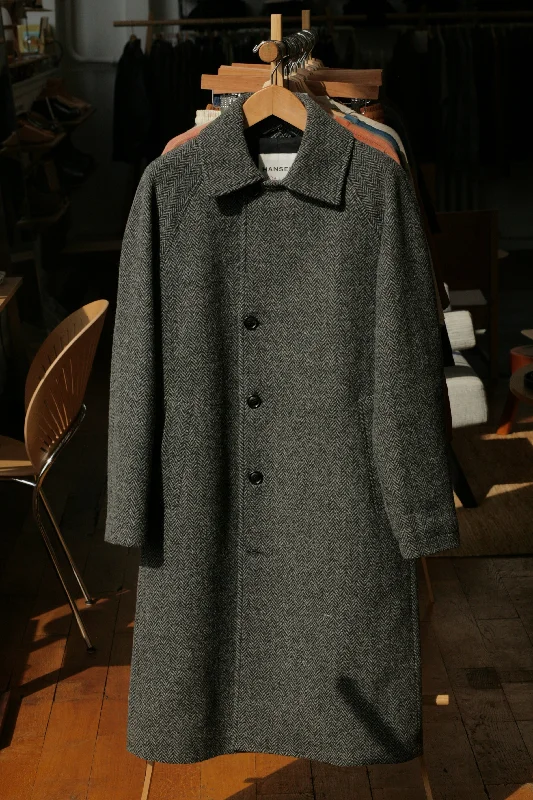 SIGURD Wool Lined Long Coat | Grey Tweed Streetwear Bomber Jacket