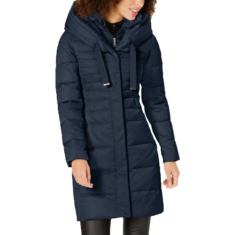 Tahari Mia Women's Quilted Down Insulated Fitted Winter Puffer Coat with Bib Hooded Raincoat Women Tahari Mia Women's Quilted Down Insulated Fitted Winter Puffer Coat with Bib Hooded Raincoat Women