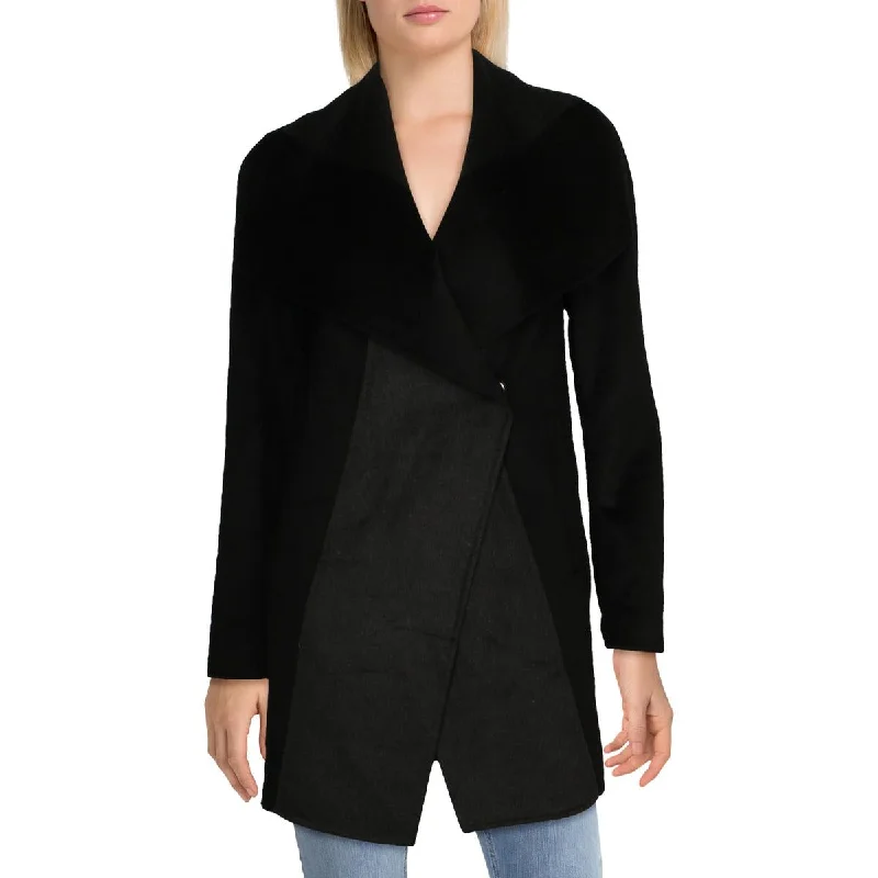 Tahari Nikki Women's Wool Blend Two Tone Double Face Coat Vintage Suede Jacket