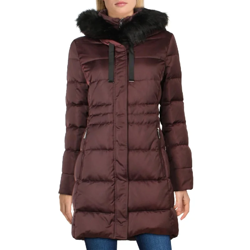 Tahari Womens Down Puffer Quilted Coat Stretchy Active Jacket