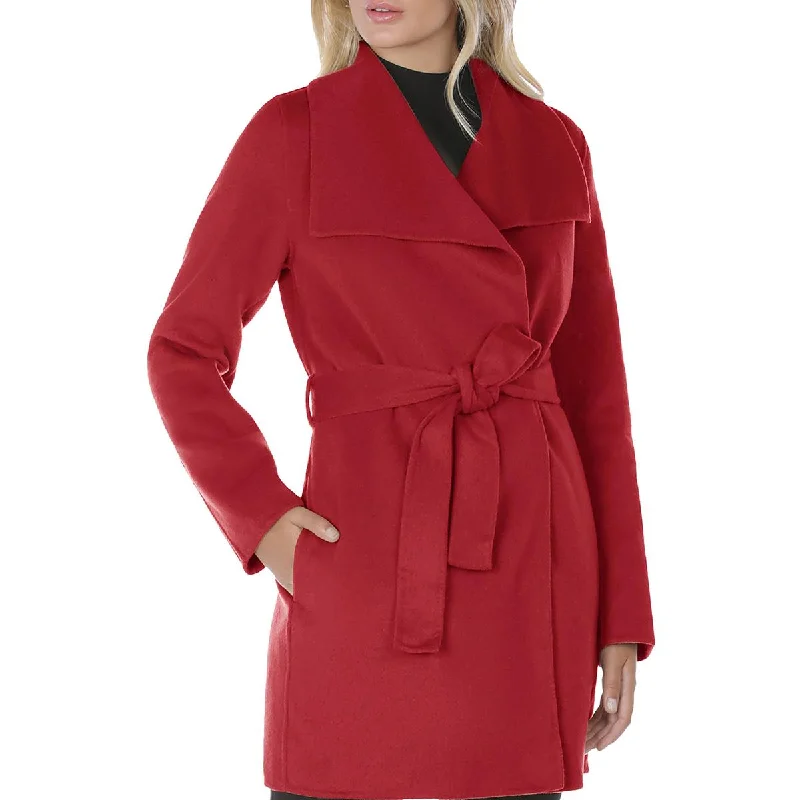Tahari Womens Ella Wool Wrap Wool Coat Stylish Bomber Jacket