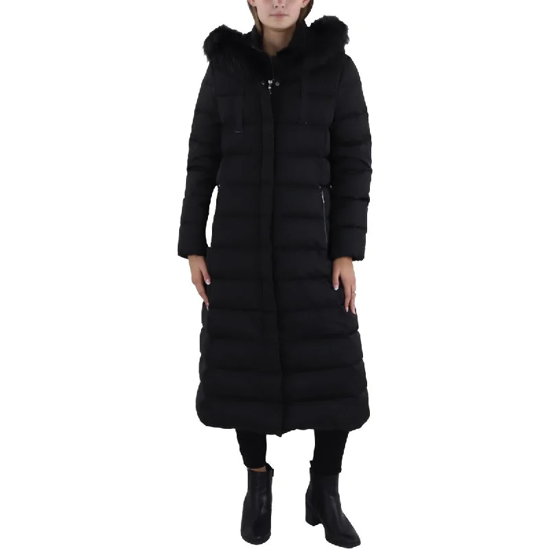 Tahari Womens Insulated Parka Parka Coat Boho Fringe Cardigan
