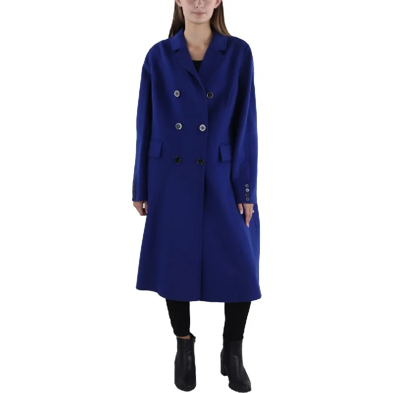 Tahari Womens Wool Blend Double Breasted Wool Coat Belted Midi-Length Coat